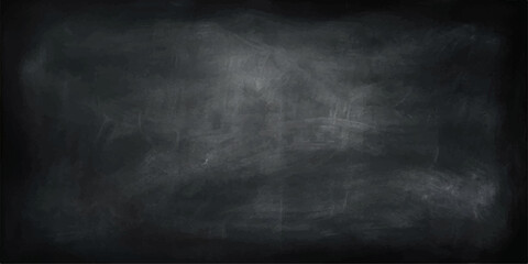 Empty Chalkboard Background: A classic black chalkboard, smudged with chalk dust, awaits new ideas and lessons, offering a blank canvas for creativity and learning. © Sorna