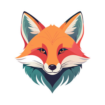 Flat illustration of a fox face with geometric style
