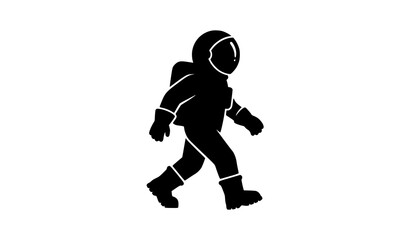 Fototapeta premium Black Silhouette Walking Astronaut in Protective Space Suit Vector Illustration Isolated