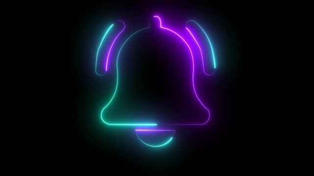  notification bell icon rings to signal a new digital alert. Ideal for digital interface, social media, and technology concepts. Glowing neon icon animated isolated. video