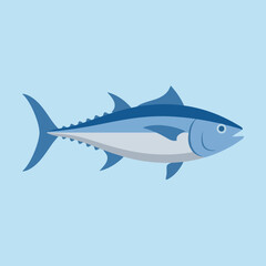 Fototapeta premium A simple flat vector illustration of a blue tuna fish icon