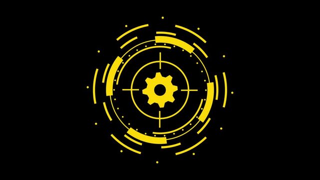 gold circles target futuristic Hud interface abstract digital technology suitable for tech presentations, data visualization, and modern design background black