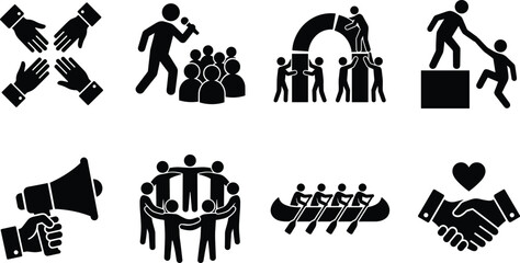 Teamwork Community Cooperation and Business Leadership Icon Set for Corporate Partnership and Collaboration © ARNAB