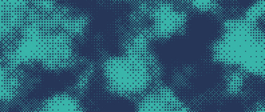 Pixelated bitmap gradient texture. Retro pixel art, green dither pattern, 8 bit background. Leisure or arcade games duotone border frame. Vector Art illustration