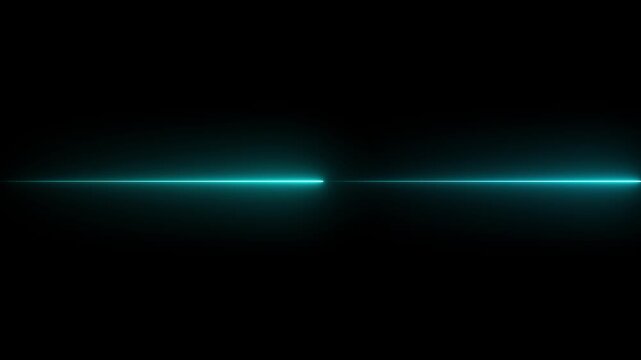 Three parallel horizontal glowing red neon light lines on a solid black background ant 4k video