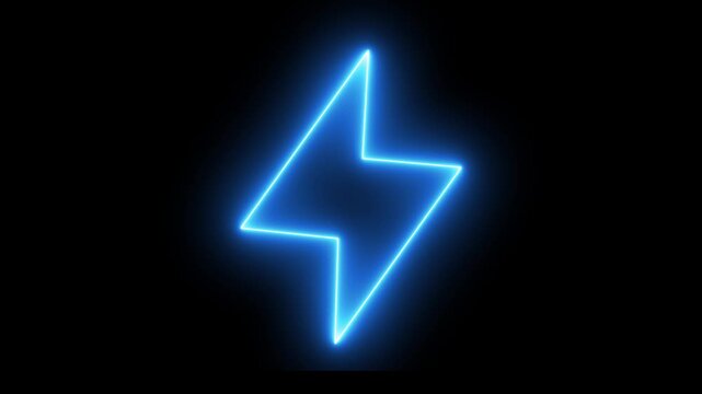 Glowing neon line Lightning bolt icon isolated on black background. Flash sign. Charge flash icon. Thunder bolt. 