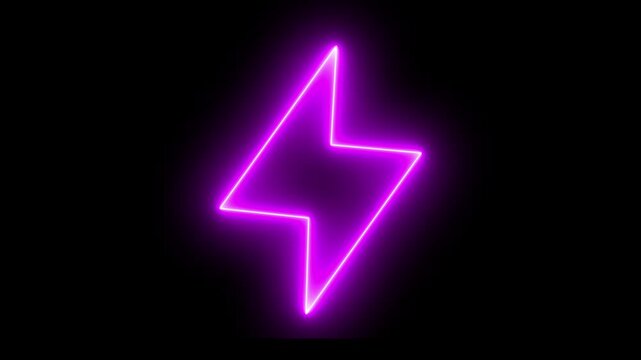 Glowing neon line Lightning bolt icon isolated on black background. Flash sign. Charge flash icon. Thunder bolt. 