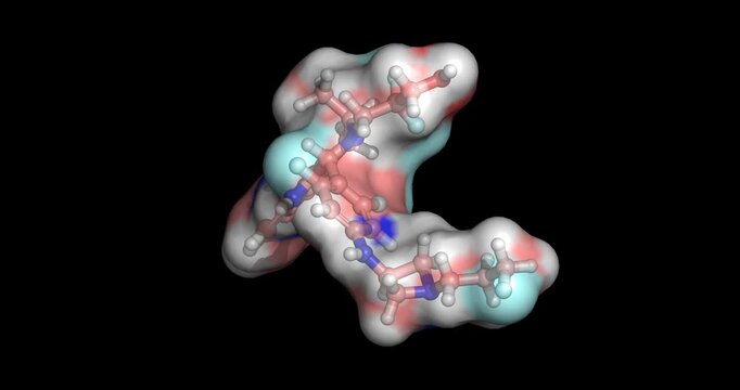Giredestrant, next-generation ER+/HER2&ndash; breast cancer drug, 3D molecule 4K spinning
