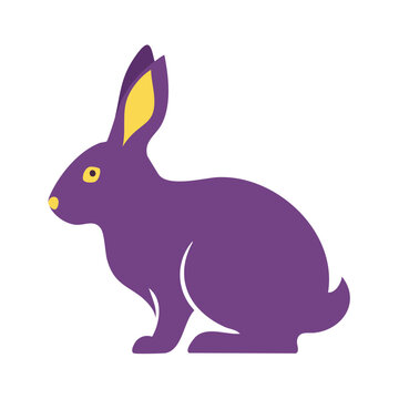 Purple Rabbit Flat Vector Illustration