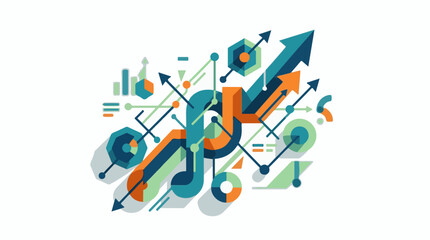 Fototapeta premium Abstract graphic with upward trending arrows and geometric shapes