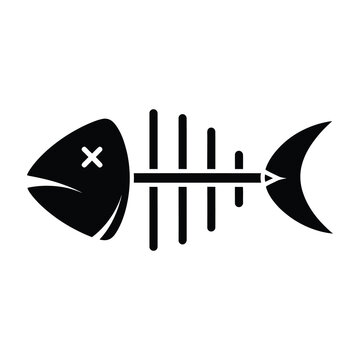 Black fish skeleton icon symbol