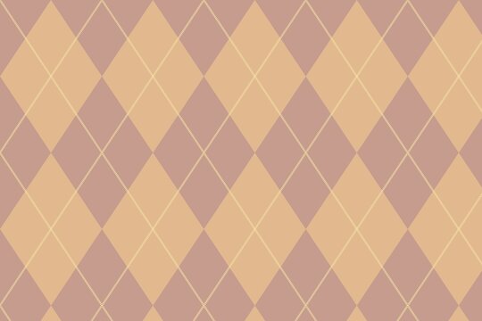 Classic argyle pattern background, vintage diamond geometric texture in beige and mauve, traditional preppy textile design for fashion and decor