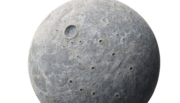 Cratered moon surface with impact marks in space