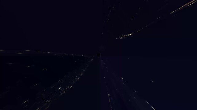 Abstract Gold Particles Space Tunnel Logo Hyperspace Cosmic Zoom Into Black Hole Transition
