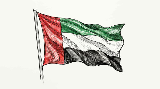 United Arab Emirates flag waves proudly in the wind outdoors