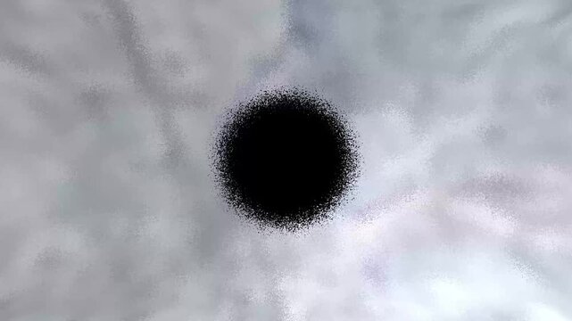 Abstract Gray Noise Particle Tunnel Logo Transitions: Cosmic Grain Zoom Into Black Hole Matte Reveal