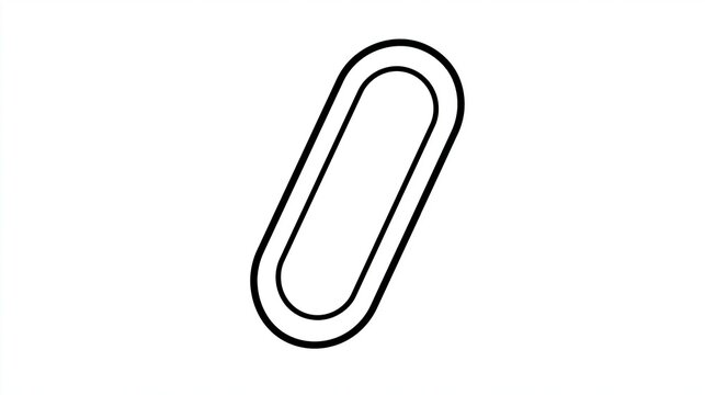 Minimalist digital vector illustration featuring a simple tilted black oval outline shape isolated on a clean plain on white background