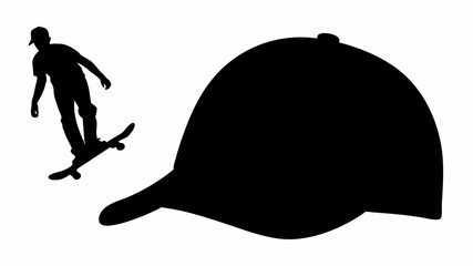 Fototapeta premium Skateboarder in baseball cap performs heelflip trick