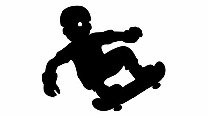 Professional skateboarder performing trick in silhouette against white background © Ubaid