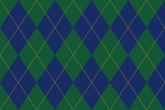 Classic argyle pattern background, navy blue and forest green diamond textile texture, traditional preppy knitwear fabric design for fashion