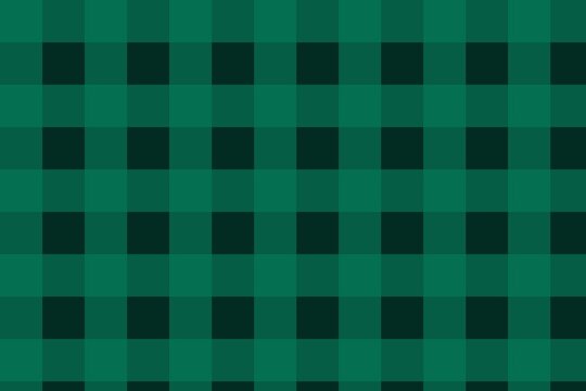 Green buffalo plaid pattern background, emerald checkered fabric texture, dark forest green gingham lumberjack motif for winter holidays