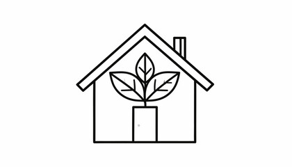 Naklejka premium Eco Friendly House with Green Plant.