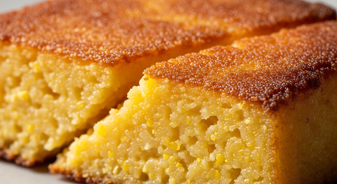 Rough Grity Homemade Cornmeal Polenta Mush Fried Slice