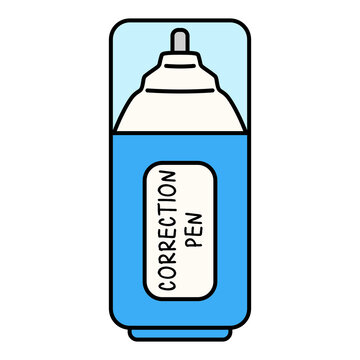 Correction Pen Stationery Cartoon Style Illustration Isolated