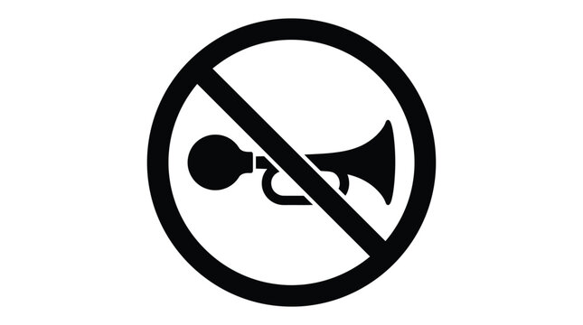 No horn blowing prohibition sign black silhouette