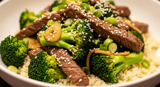 Low Carb Beef Broccoli Stir Fry Cauliflower Rice Diet Asian