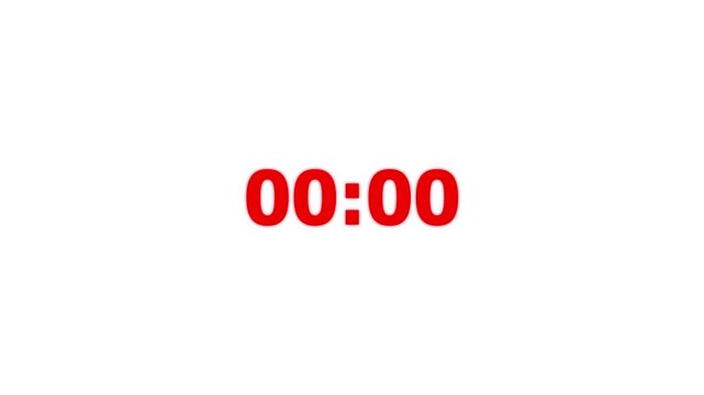 countdown animation, 05 seconds displays a timer counting down minutes and seconds on white background. 05 seconds countdown timer with alpha channel. 4k video