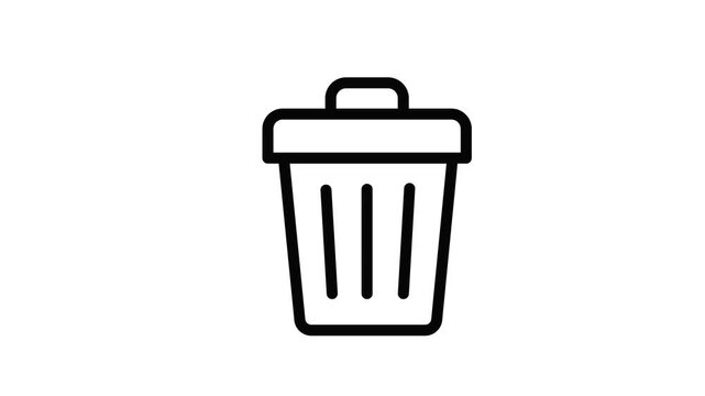 Trash Delete Animation Icon Video &ndash; Minimal Line Bin Deletion Motion Graphic with Transparent Background