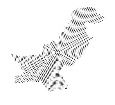 Halftone map of pakistan made from black dots