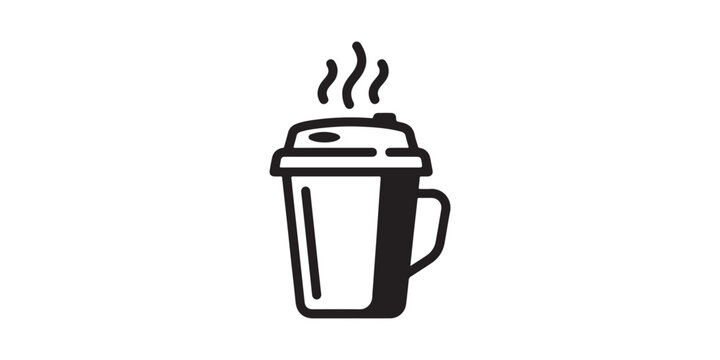 Icon of a hot coffee cup with steam rising from the lid