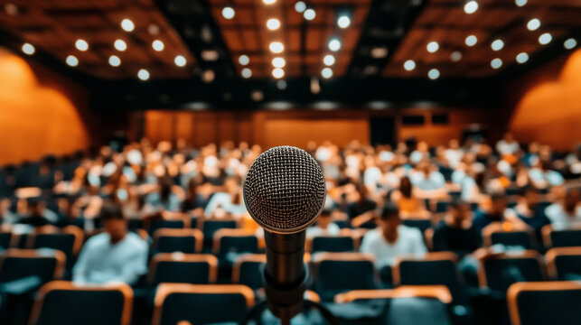 Microphone Facing Audience in a Lecture Hall