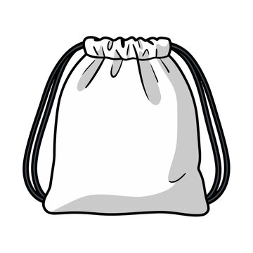 Flat illustration of a drawstring bag