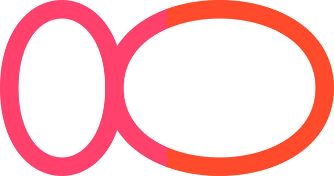 Minimalist abstract infinity loop symbol with red and pink gradient on plain white background illustration