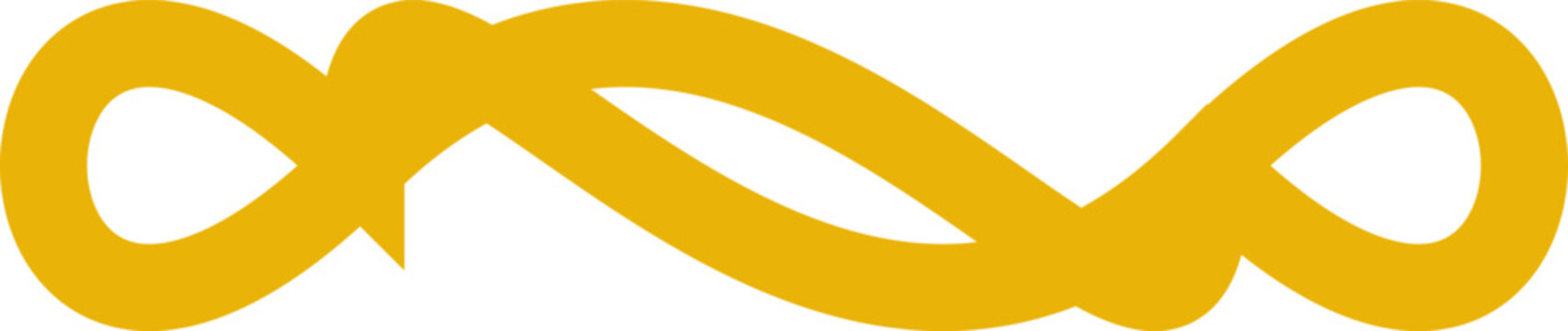 Minimalist yellow ribbon swirling in a continuous infinite loop showing unity and eternal connection illustration