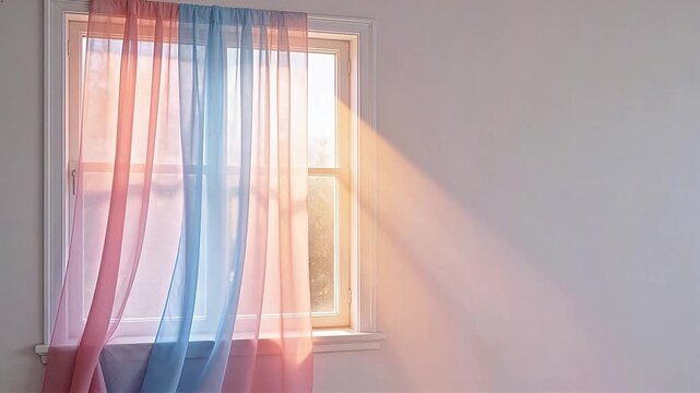 Sunlight through sheer curtains in a room