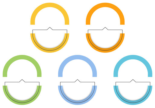 Five step infographic with semi circular colored elements