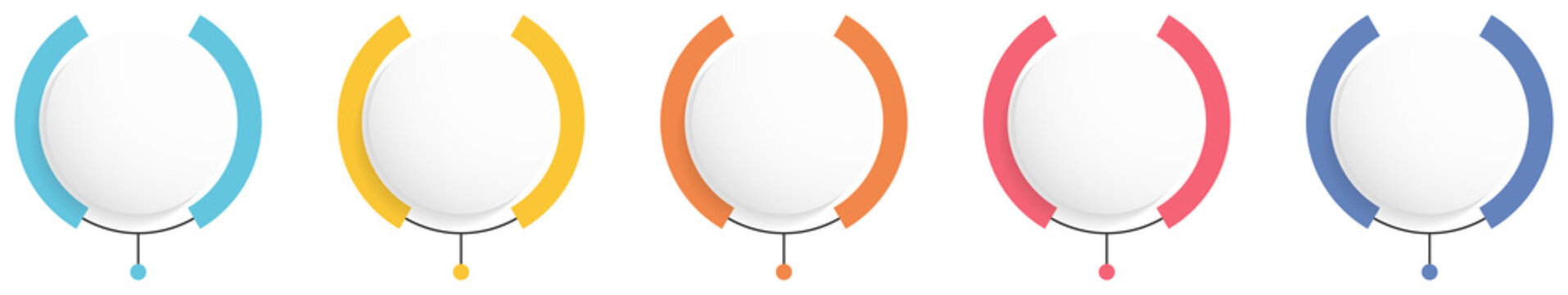 Infographic template with five circular elements arranged in a row