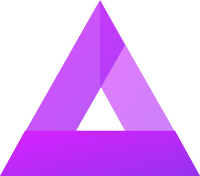 Abstract purple Penrose triangle impossible object graphic design on white background for innovation concept illustration