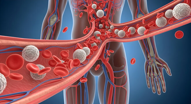 Detailed 3d medical illustration of blood circulation system for educational and professional use