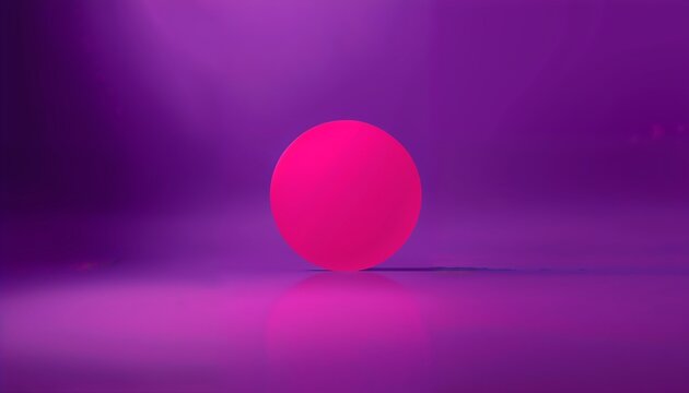 Glowing pink sphere on a purple surface with abstract geometric minimalist background