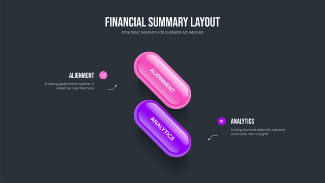 Investor Plan 2 Option Infographic Slideshow Design. Sales Analysis Presentation Template Vector Illustration. Market Growth Two Element Diagram Frame Layout.