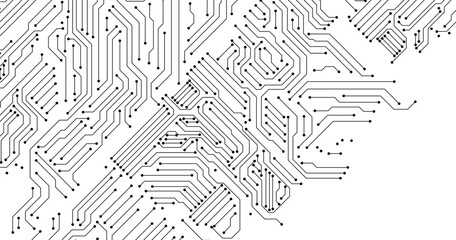 Electronics board. Circuit board electronic hi tech pattern.  abstract computer chip. Black monochrome background. Copy space for text. Top view background. © Wallpaper BD