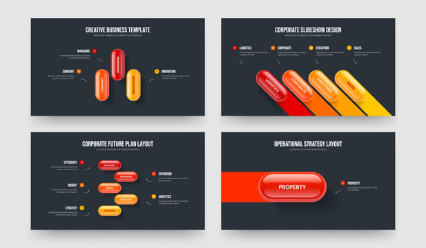 Project Proposal 3 4 5 1 Element Infographic Slideshow Design Bundle. Corporate Briefing Three Four Five One Step Diagram Slide Layout Vector Illustration Set.