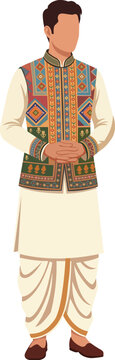 Man in Traditional Green Koti Kurta Mandap Wedding