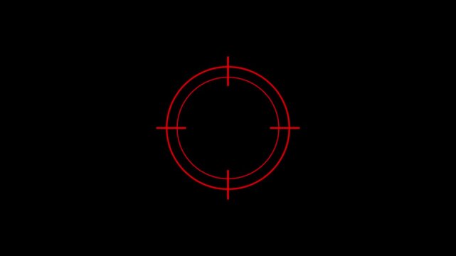 A captivating animation of a red crosshair symbol, depicting target acquisition and aiming, ideal for projects requiring precision.