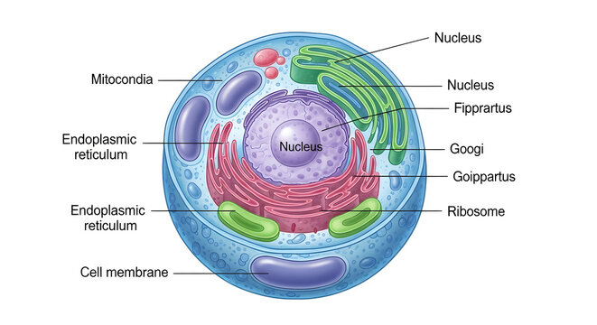 Educational diagram of animal cell structure for biology students and teachers